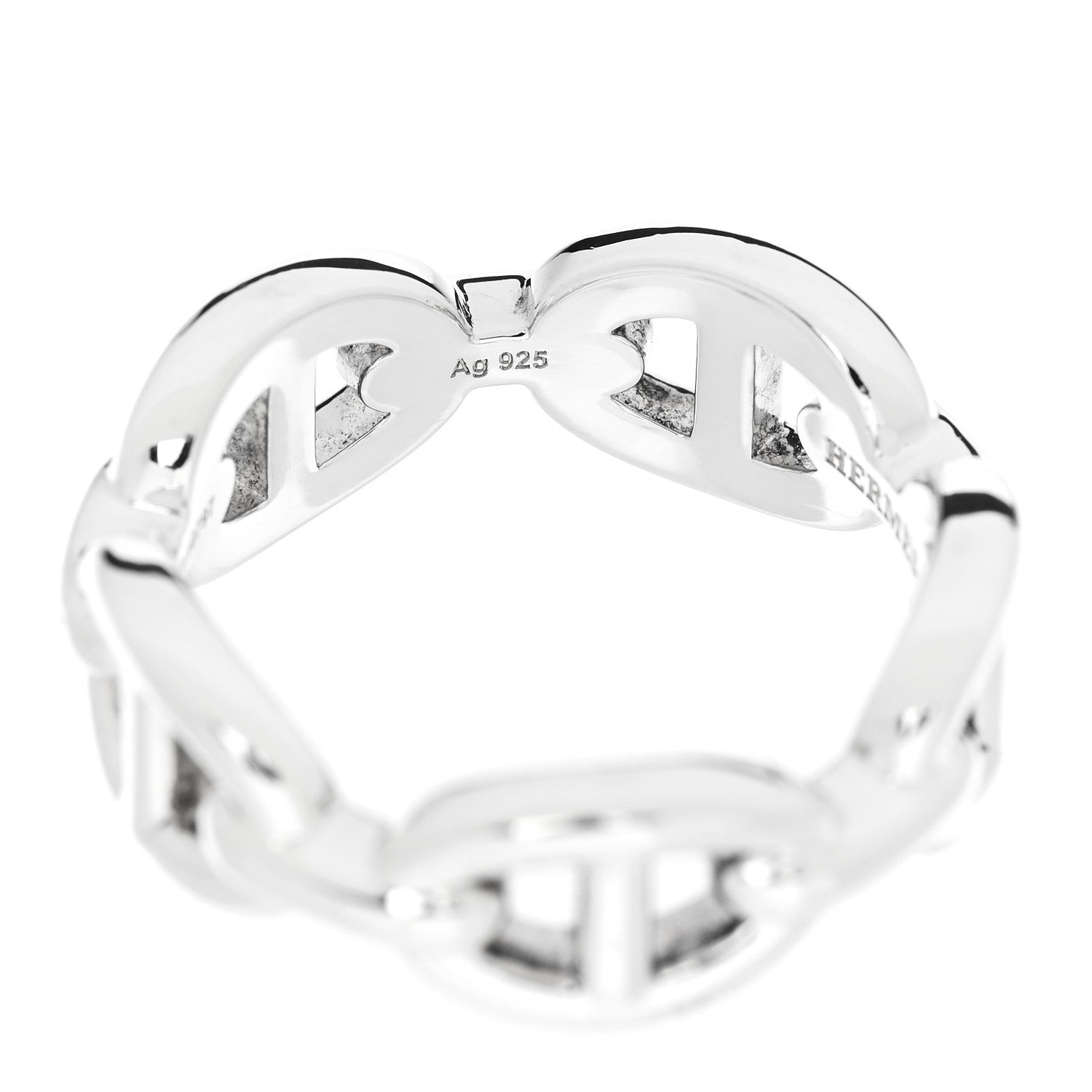 Hermes Sterling Silver PM Chaine d'Ancre Enchainee Band Ring 52 6 6 of 7