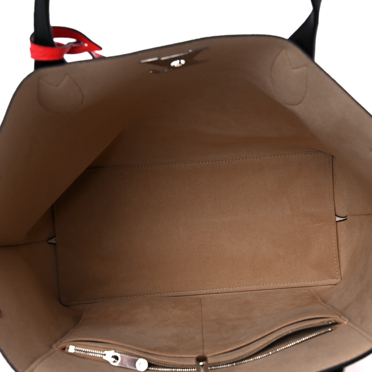 Calfskin Lockme Go Tote Kabuki Red Quartz Black
