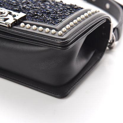 Chanel Calfskin Pearl Tweed Small Boy Flap Black 9 of 10