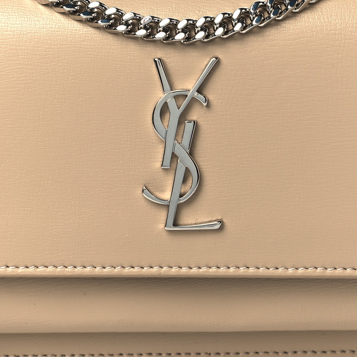 Calfskin Monogram Sunset Chain Wallet Nude Powder