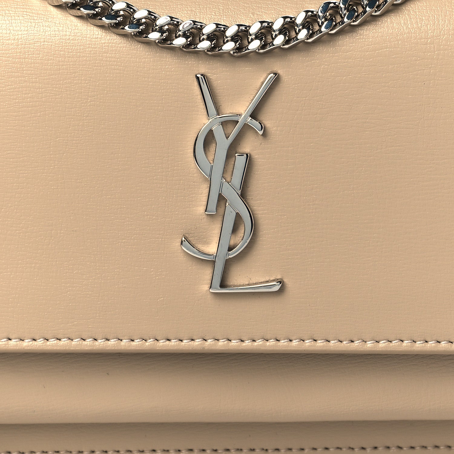 Saint Laurent Calfskin Monogram Sunset Chain Wallet Nude Powder 8 of 11