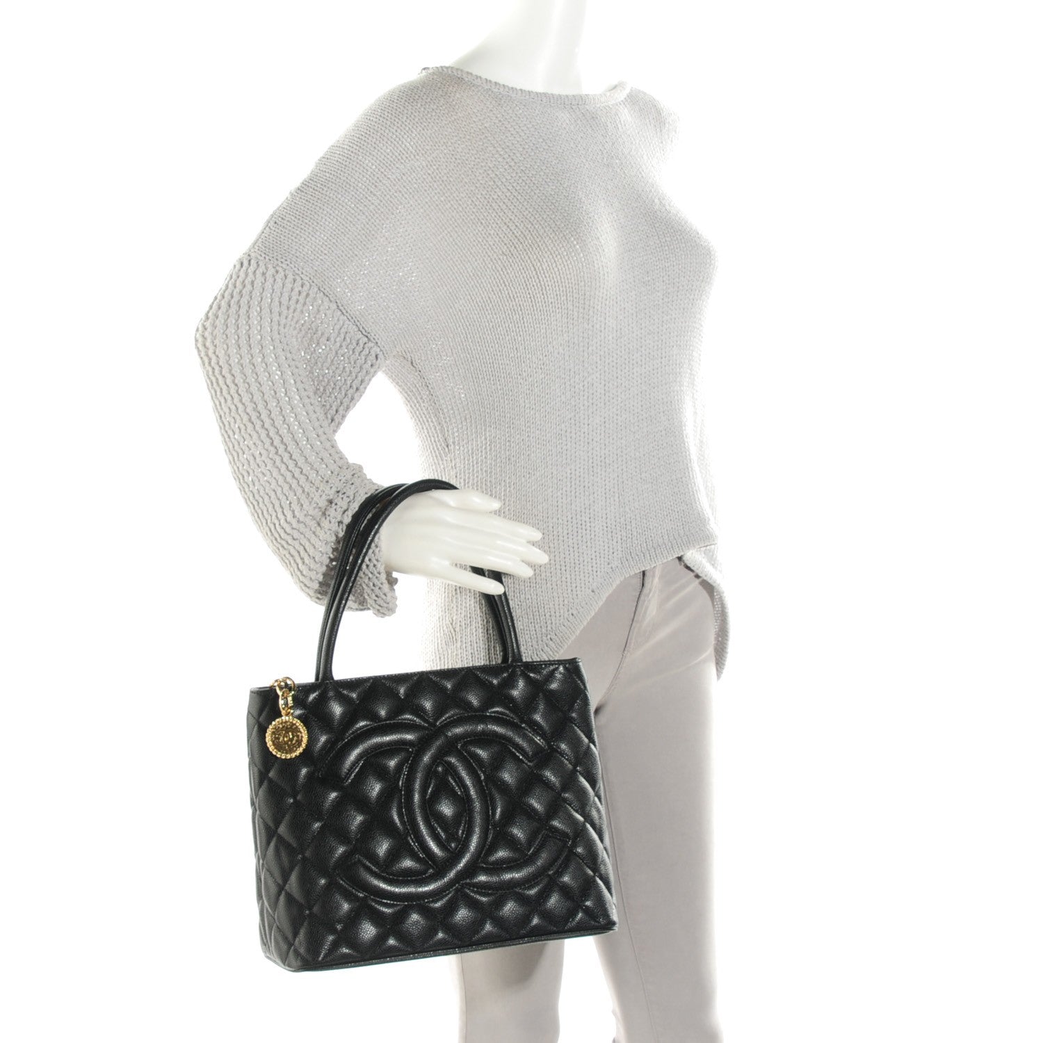 Chanel Caviar Quilted Medallion Tote Black 2 of 8