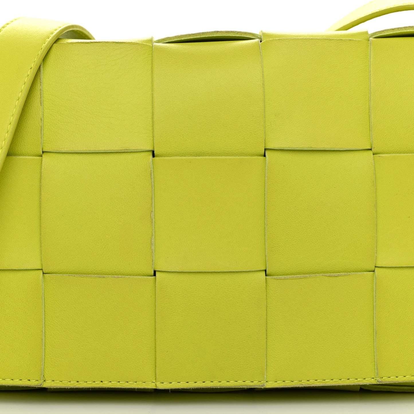 Lambskin Maxi Intrecciato Cassette Crossbody Bag Acid Kiwi