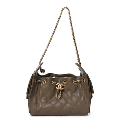 Chanel Caviar Quilted Mini Chanel 25 Handbag Dark Khaki 1 of 10