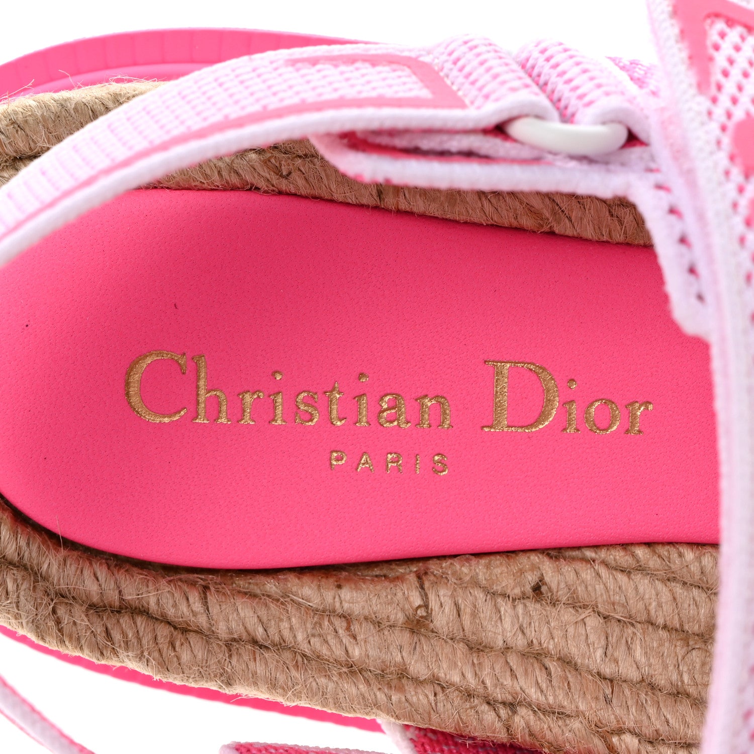 Christian Dior Technical Knit Jute Dioract 10mm Sandals 38 White Fuchsia 6 of 9