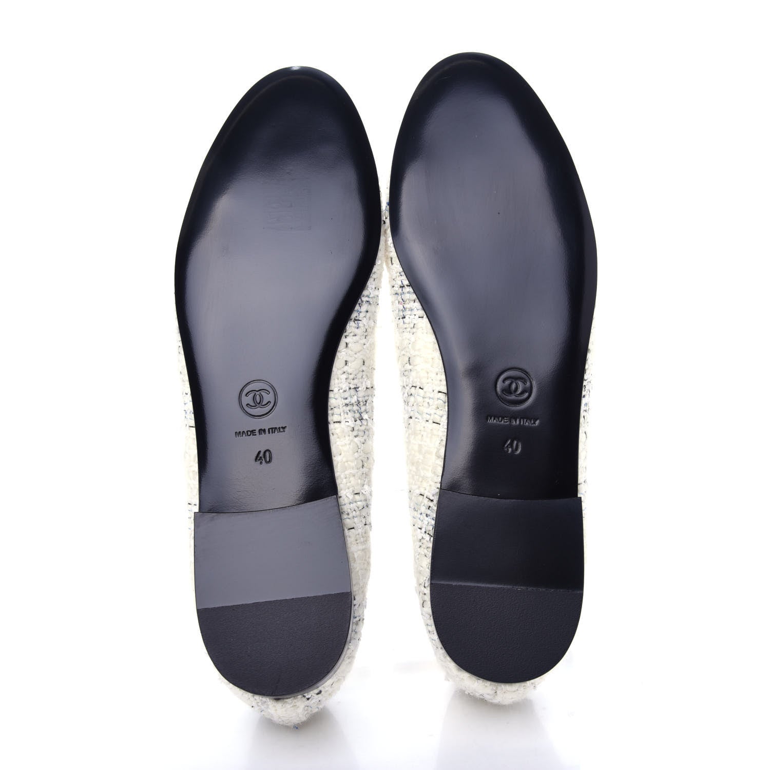Chanel Tweed Cap Toe Ballerina Flats 40 White Black 6 of 11