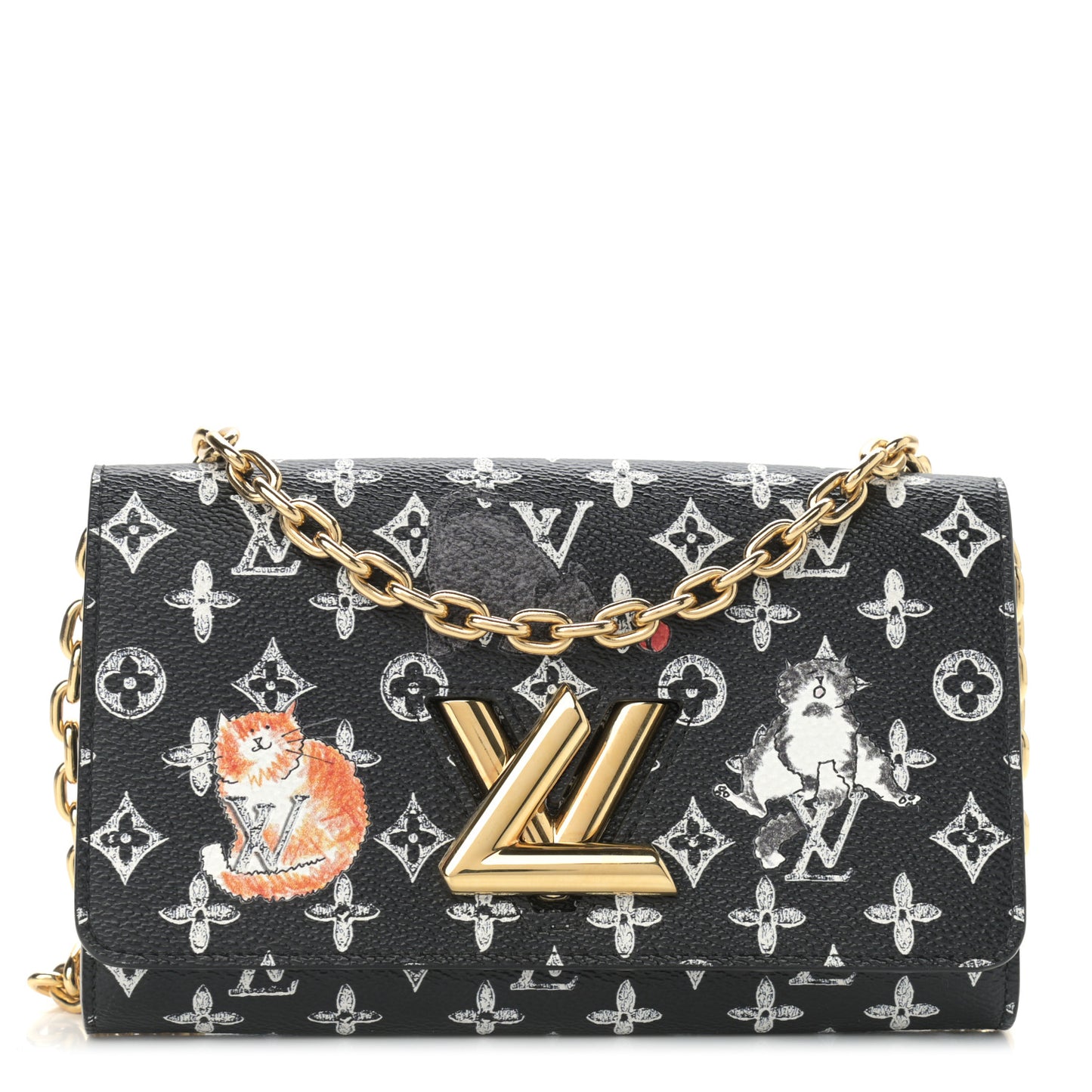Catogram Twist Chain Wallet Black