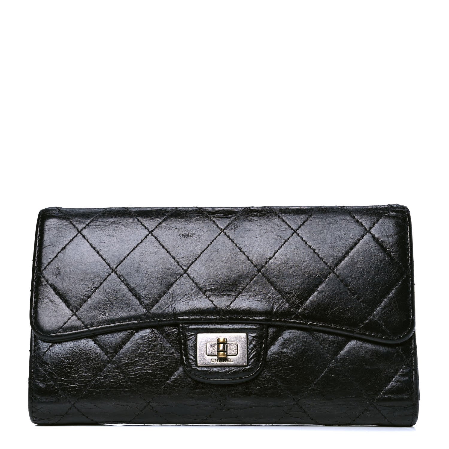 Chanel Glazed Calfskin Quilted Reissue Long Flap Wallet Black 1 of 5
