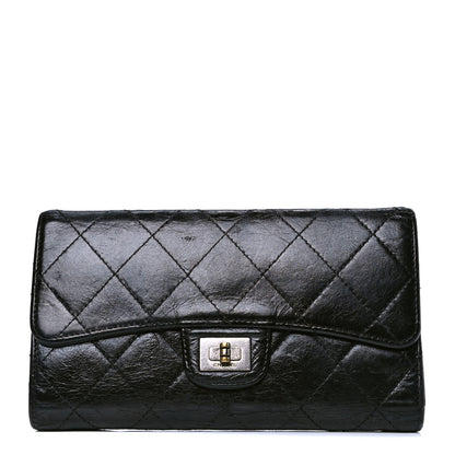 Chanel Glazed Calfskin Quilted Reissue Long Flap Wallet Black 1 of 5