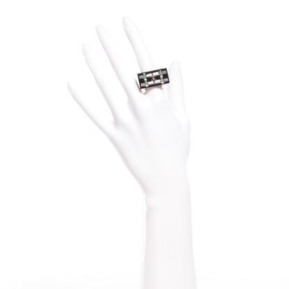 Chanel Resin Crystal Baguette CC Ring Black 6.5 2 of 5