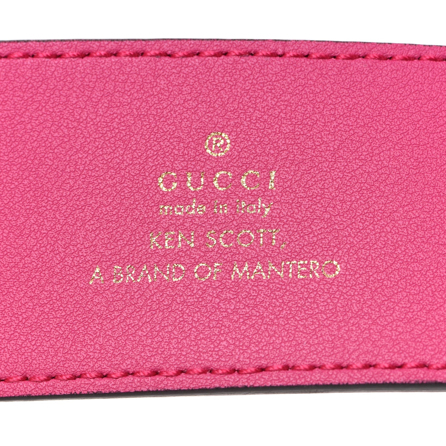 Gucci x KEN SCOTT Textured Calfskin Pomponica Print Double G 40mm Belt 95 38 Pink 4 of 5