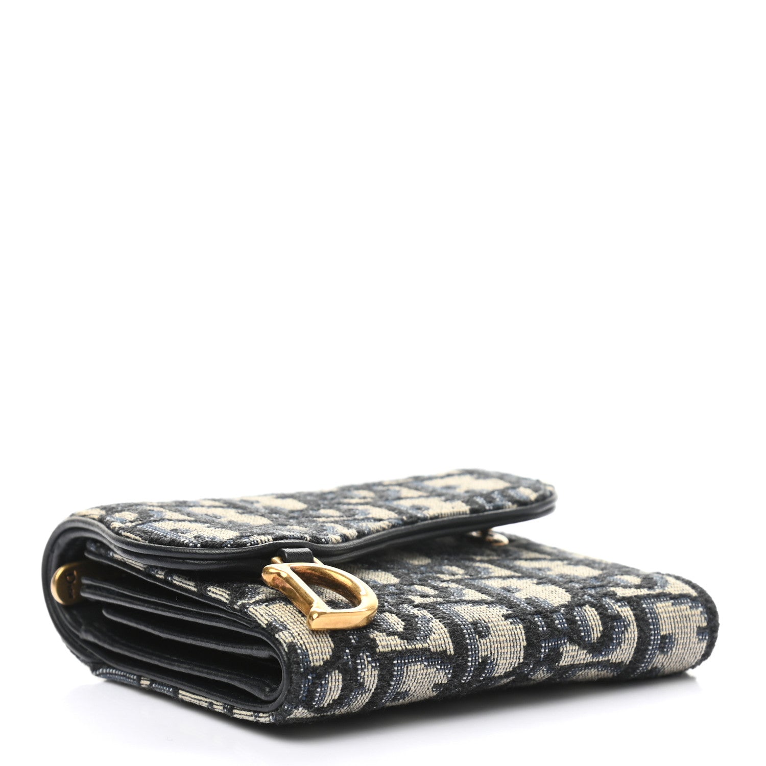 Christian Dior Oblique Saddle Lotus Wallet Blue 4 of 9