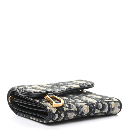 Christian Dior Oblique Saddle Lotus Wallet Blue 4 of 9