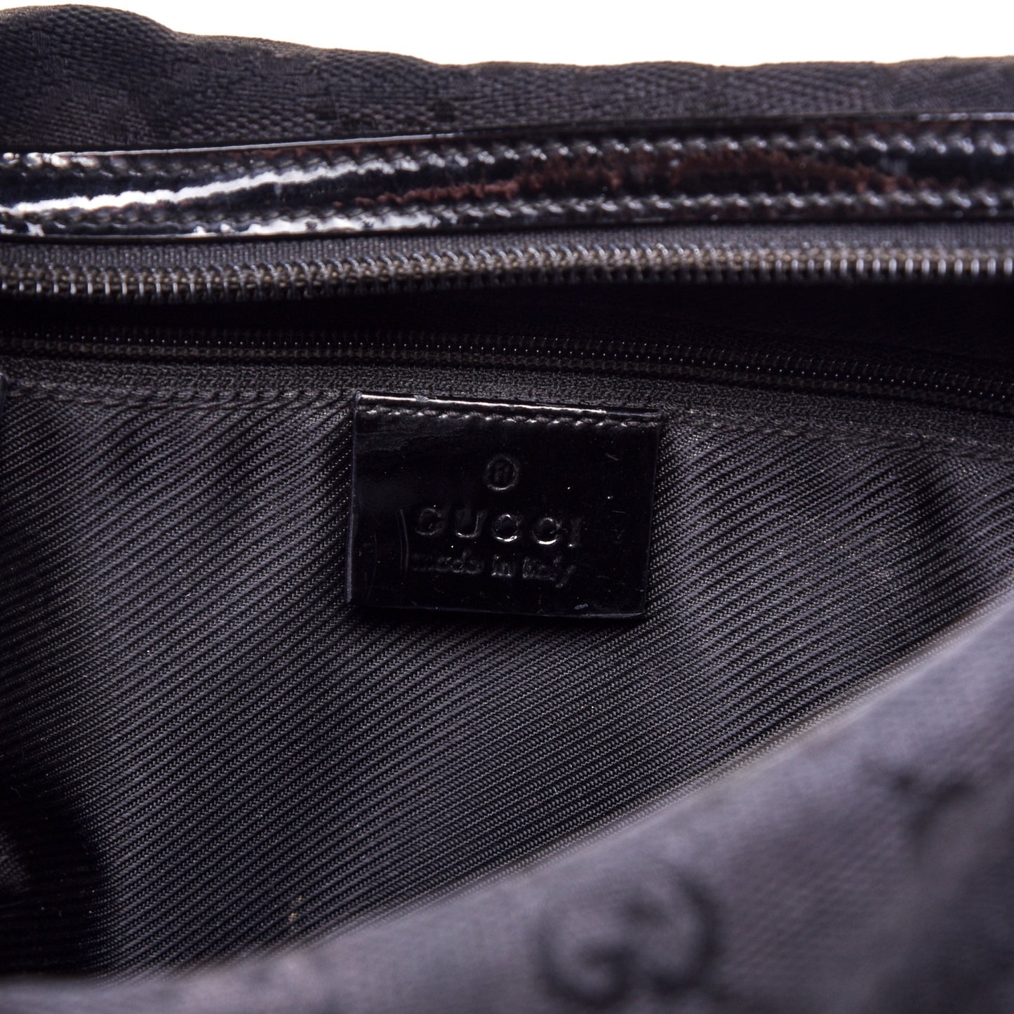 Canvas Patent Monogram Shoulder Bag Black