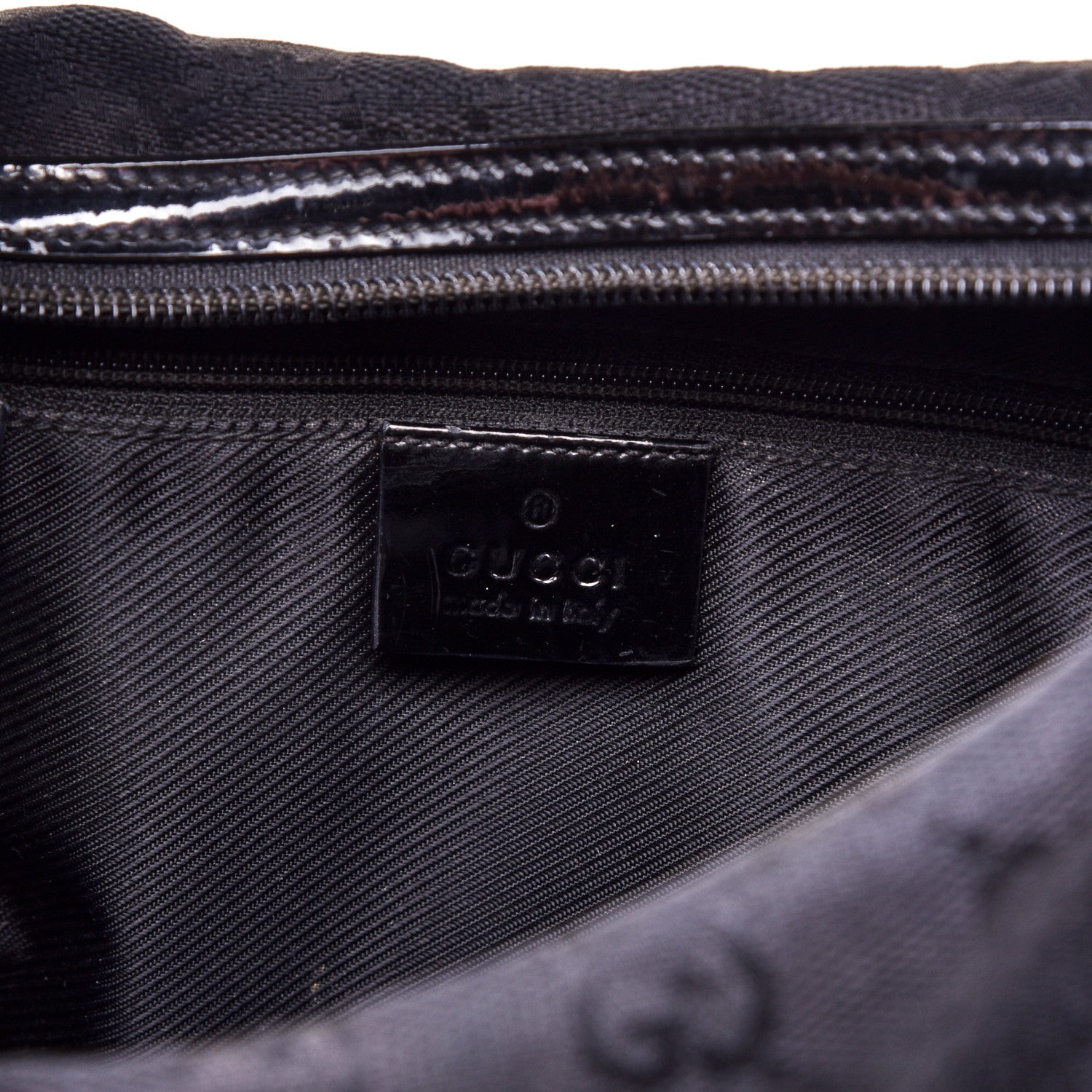 Gucci Canvas Patent Monogram Shoulder Bag Black 8 of 13