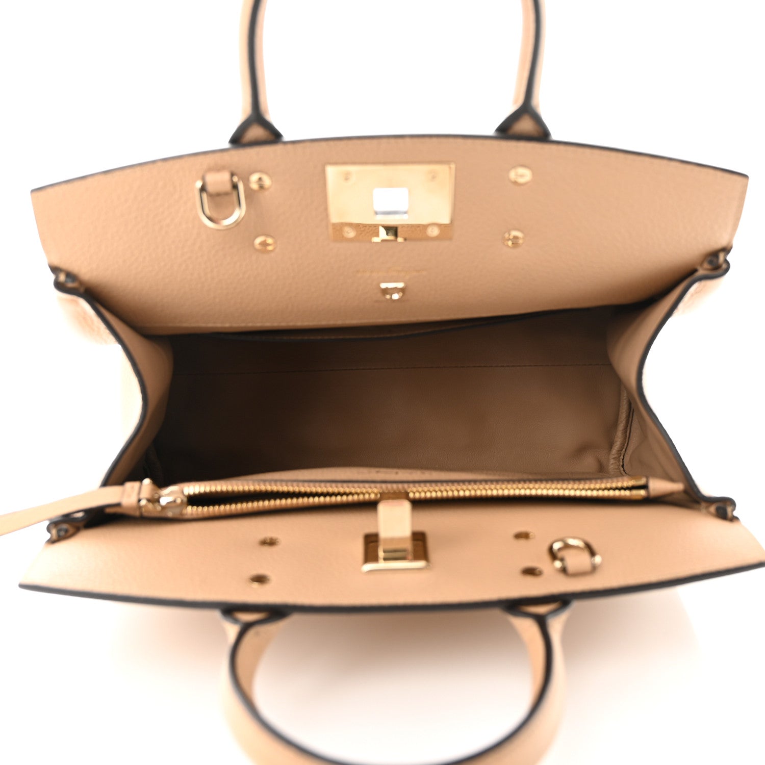 Salvatore Ferragamo Calfskin Small Studio Bag Cashew 5 of 9