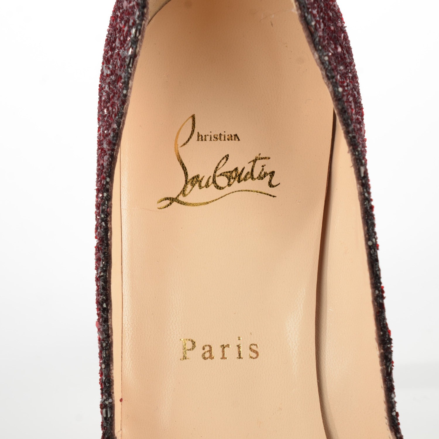 Christian Louboutin Glitter Very Prive 120 Pumps 38.5 Oxblood 7 of 7