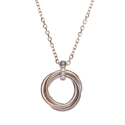 Cartier 18K Pink Yellow White Gold Diamond Trinity Pendant Necklace 4 of 7
