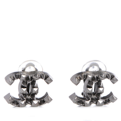 Chanel Ruthenium CC Spike Clip On Earrings 1 of 6