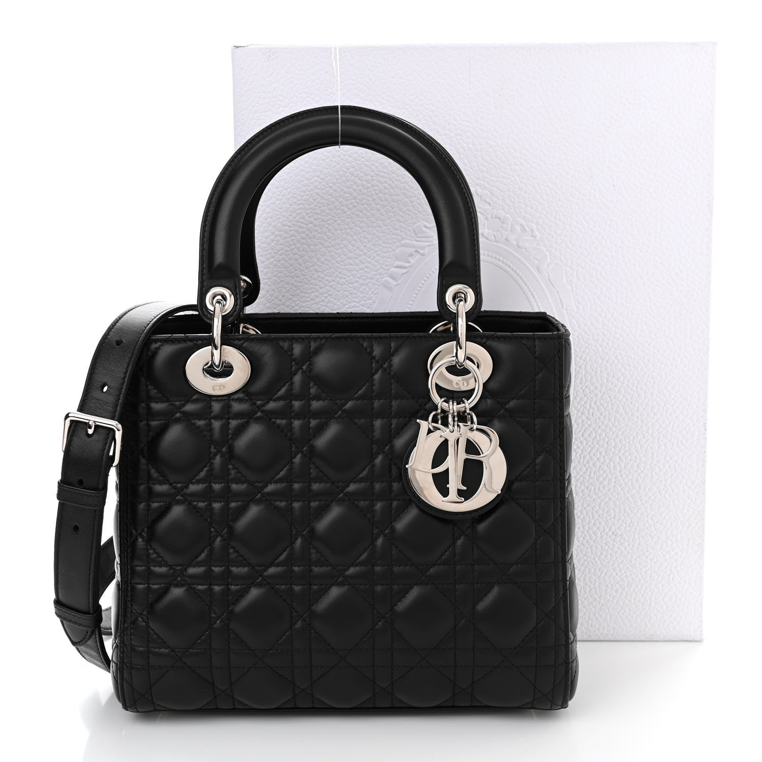 Christian Dior Lambskin Cannage Medium Lady Dior Black 12 of 12