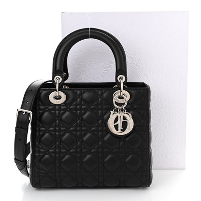 Christian Dior Lambskin Cannage Medium Lady Dior Black 12 of 12