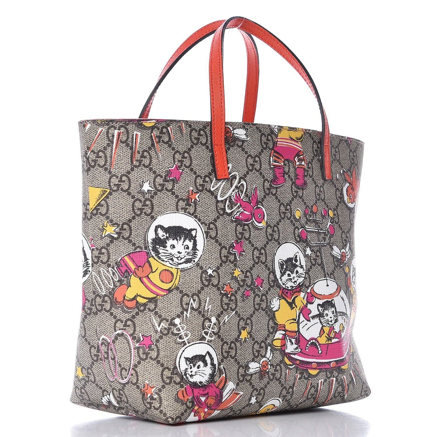 Gucci GG Supreme Monogram Space Cats Childrens Tote Orange 3 of 7