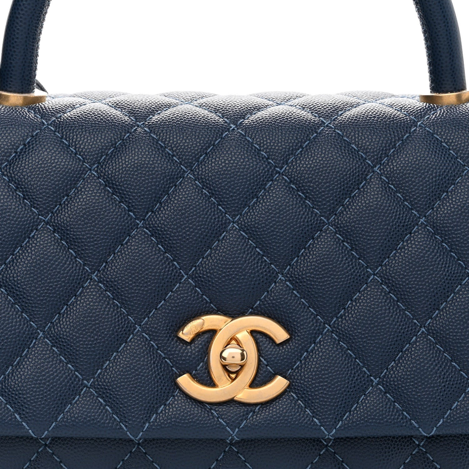Chanel Caviar Quilted Small Coco Handle Flap Dark Blue 7 of 9