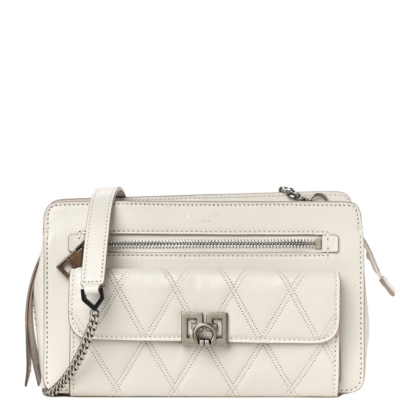 Goatskin Diamond Quilted Pocket Crossbody White