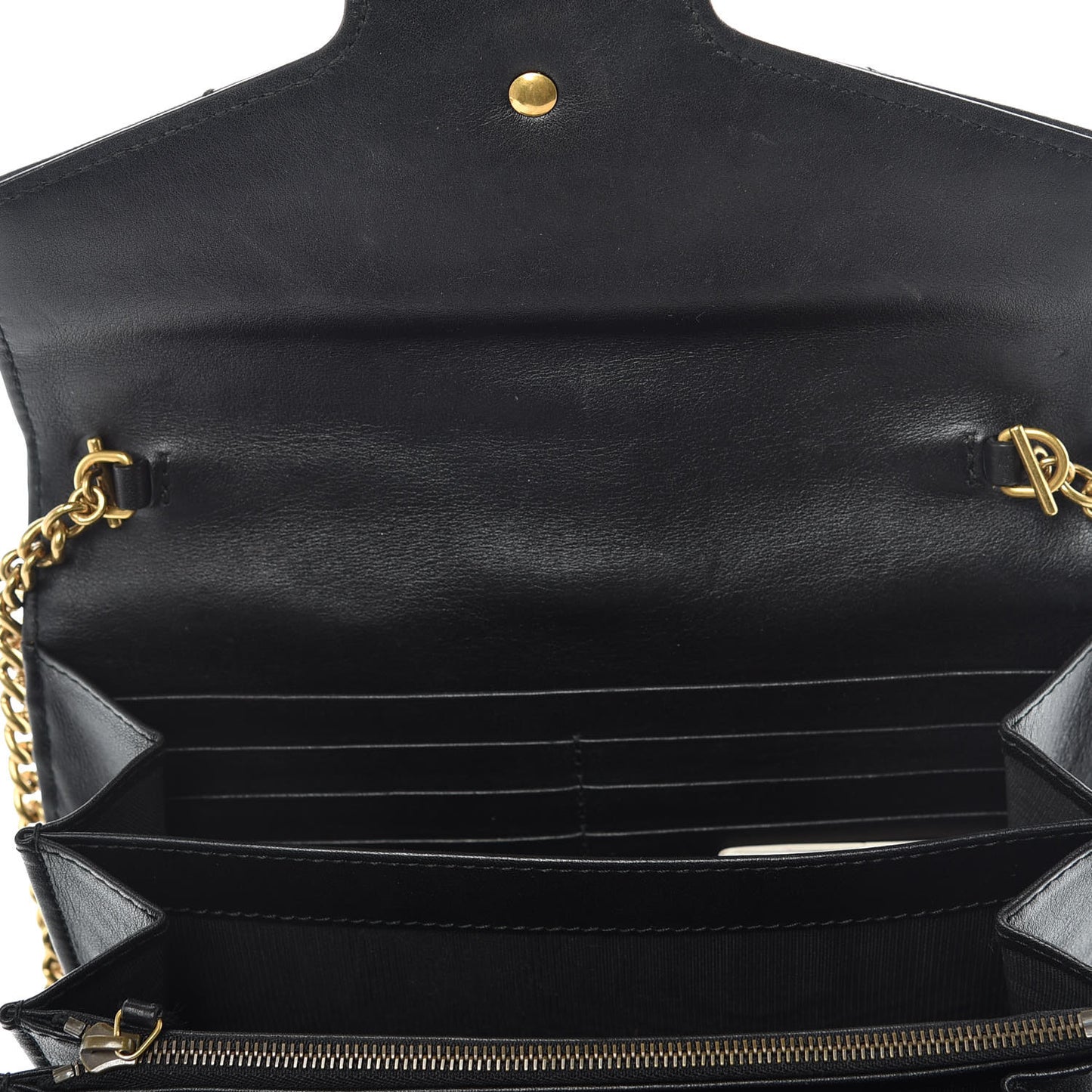 Calfskin Matelasse GG Marmont Chain Wallet Black