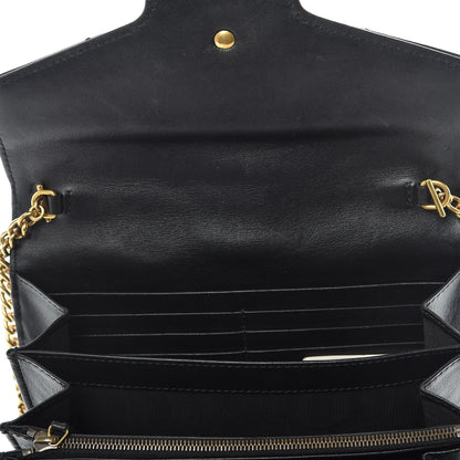 Gucci Calfskin Matelasse GG Marmont Chain Wallet Black 9 of 13