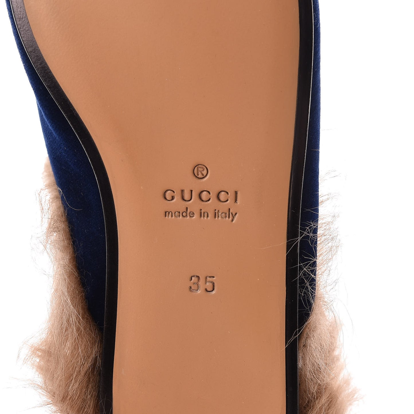 Velvet Fur Womens Princetown Slippers 35 Cobalt Blue