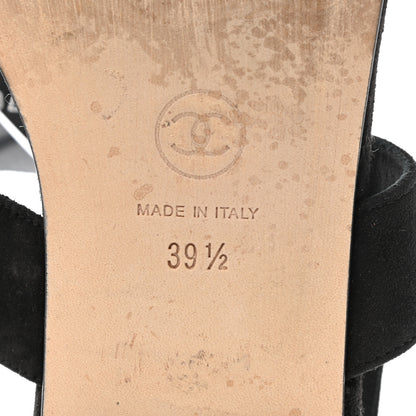 Chanel Suede CC Thong Sandals 39.5 Black 6 of 10