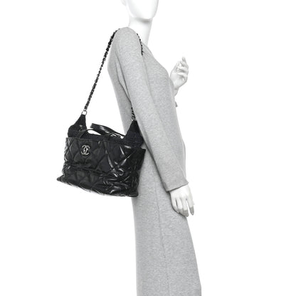 Chanel Glazed Calfskin Quilted Tweed Portobello Tote Black 2 of 10