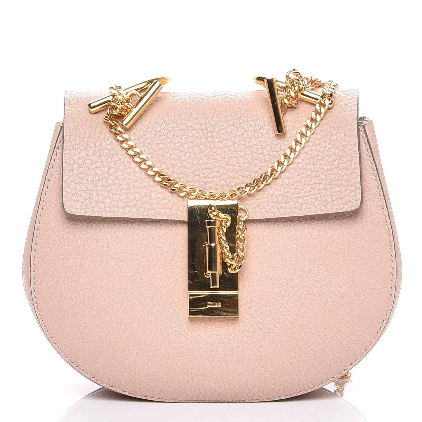 Grained Lambskin Mini Drew Shoulder Bag Cement Pink