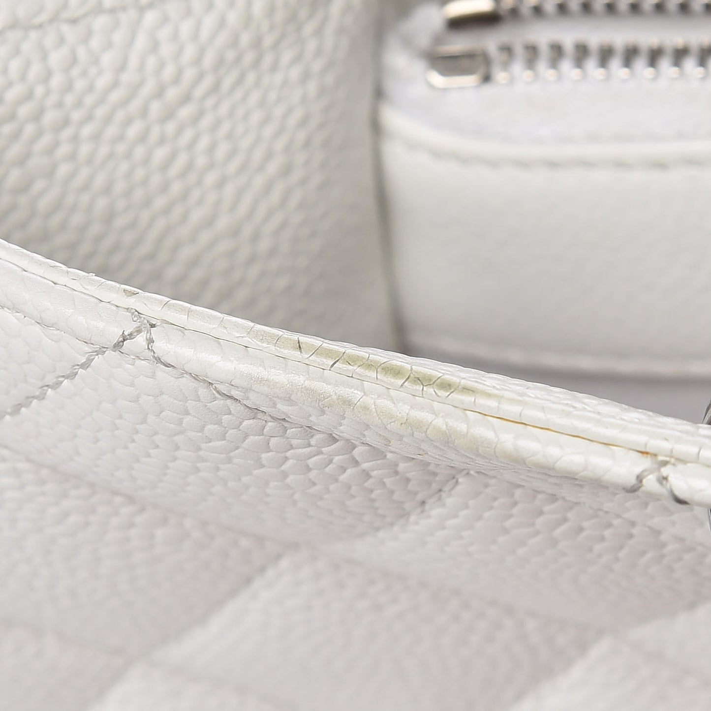 Caviar Quilted Grand Shopping Tote GST White