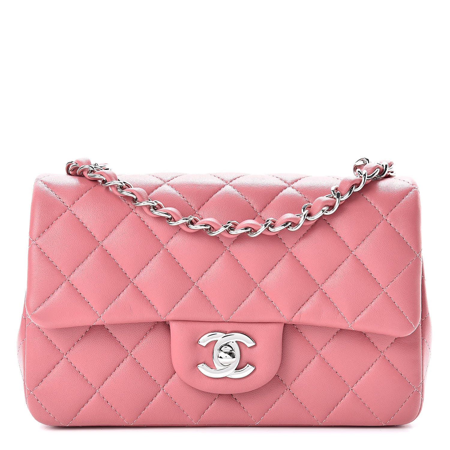 Chanel Lambskin Quilted Mini Rectangular Flap Pink 1 of 11