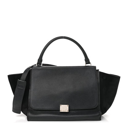 Celine Drummed Calfskin Suede Medium Trapeze Black 1 of 12