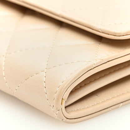 Chanel Lambskin Quilted Pearl My Shoulder Mini French Wallet On Chain WOC Light Beige 10 of 10