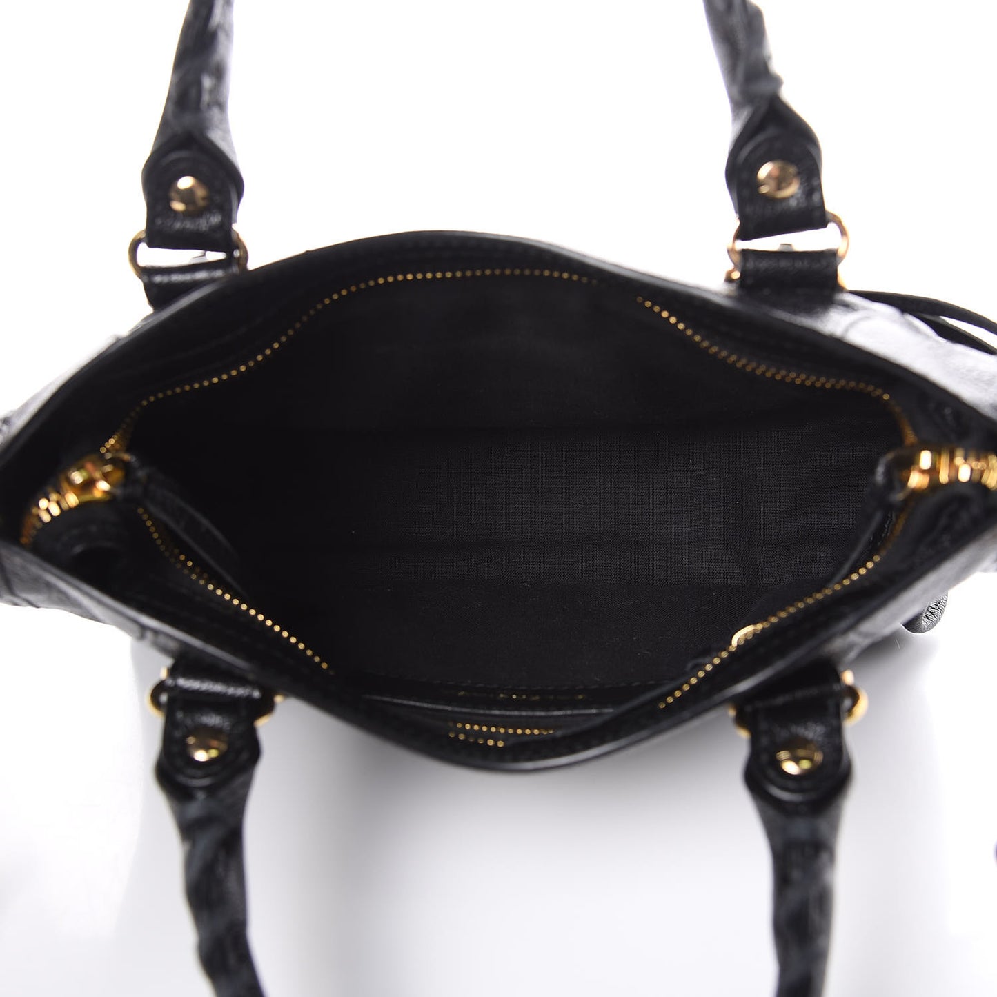Chevre Gold Metallic Edge Hardware Mini City Black