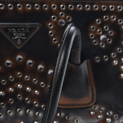 Prada Vitello Vintage Studded Twin Pocket Tote Ebano 14 of 22