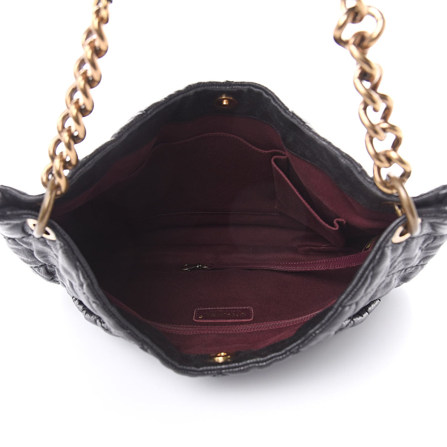 Iridescent Caviar Quilted Tote Black