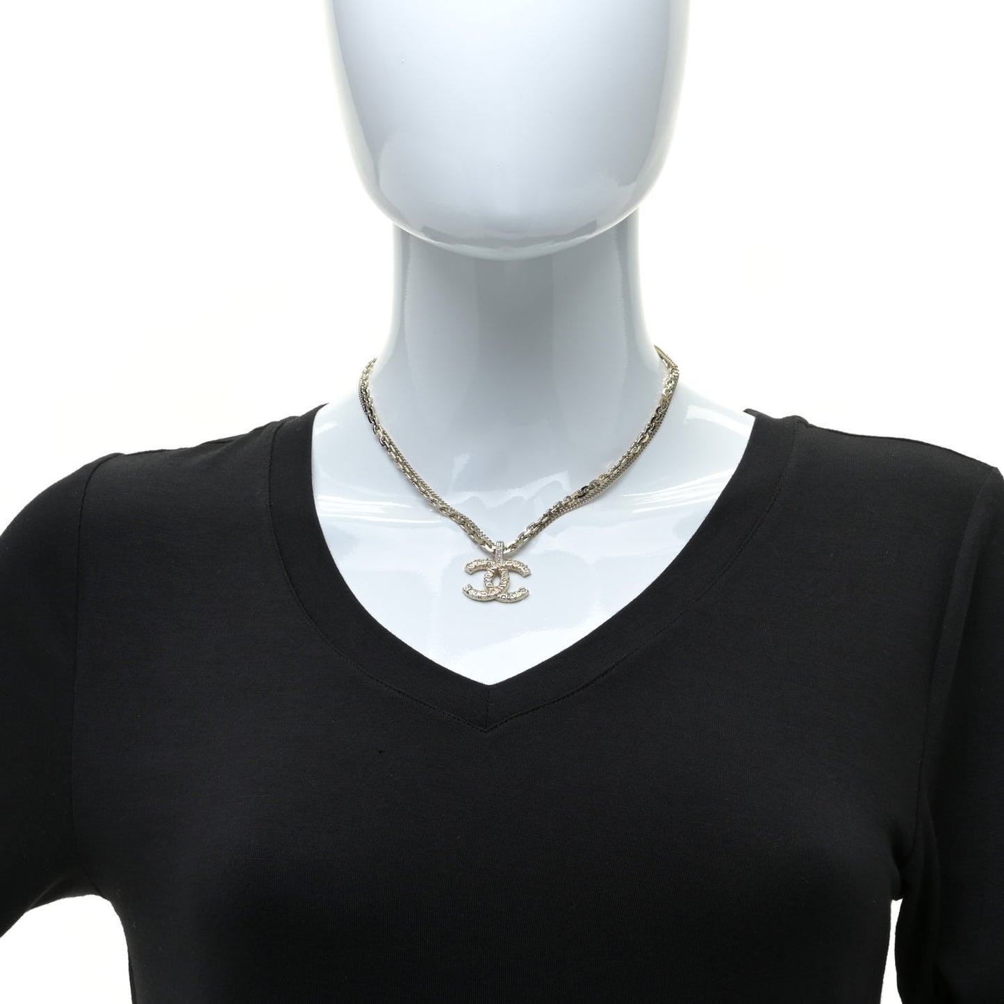 Crystal CC Multi Strand Chain Necklace Gold