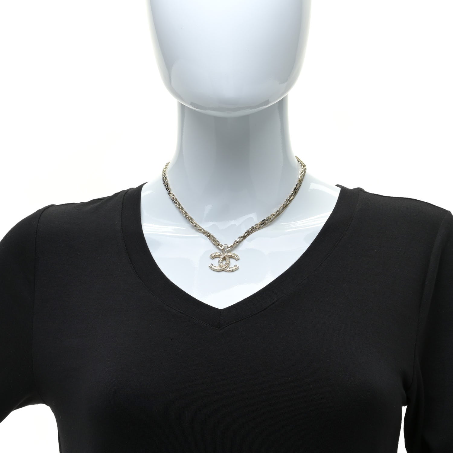 Chanel Crystal CC Multi Strand Chain Necklace Gold 2 of 7