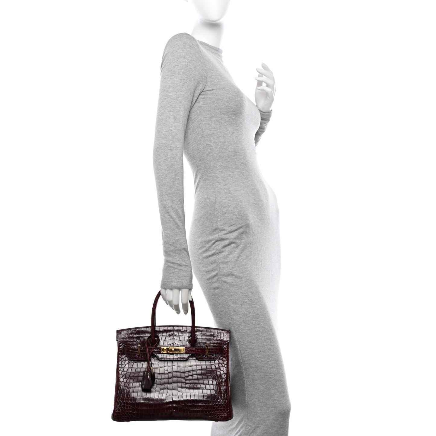 Shiny Porosus Crocodile Birkin 30 Bordeaux