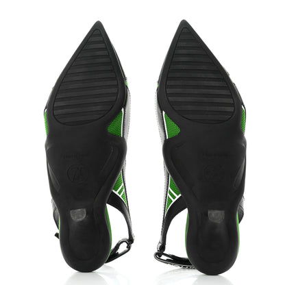 Louis Vuitton Calfskin Archlight Slingback Pumps 37 Black Green 5 of 8