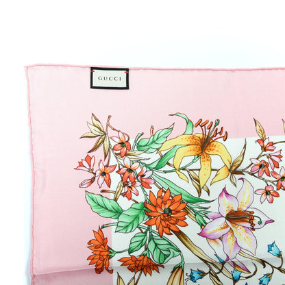 Gucci Silk Twill Eighties Bouquet Square Scarf Pink Ivory 4 of 4