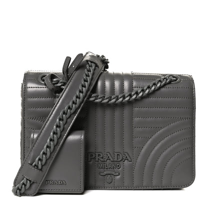 Prada Soft Calfskin Impunture Diagramme Flap Crossbody Bag Mercurio 1 of 13