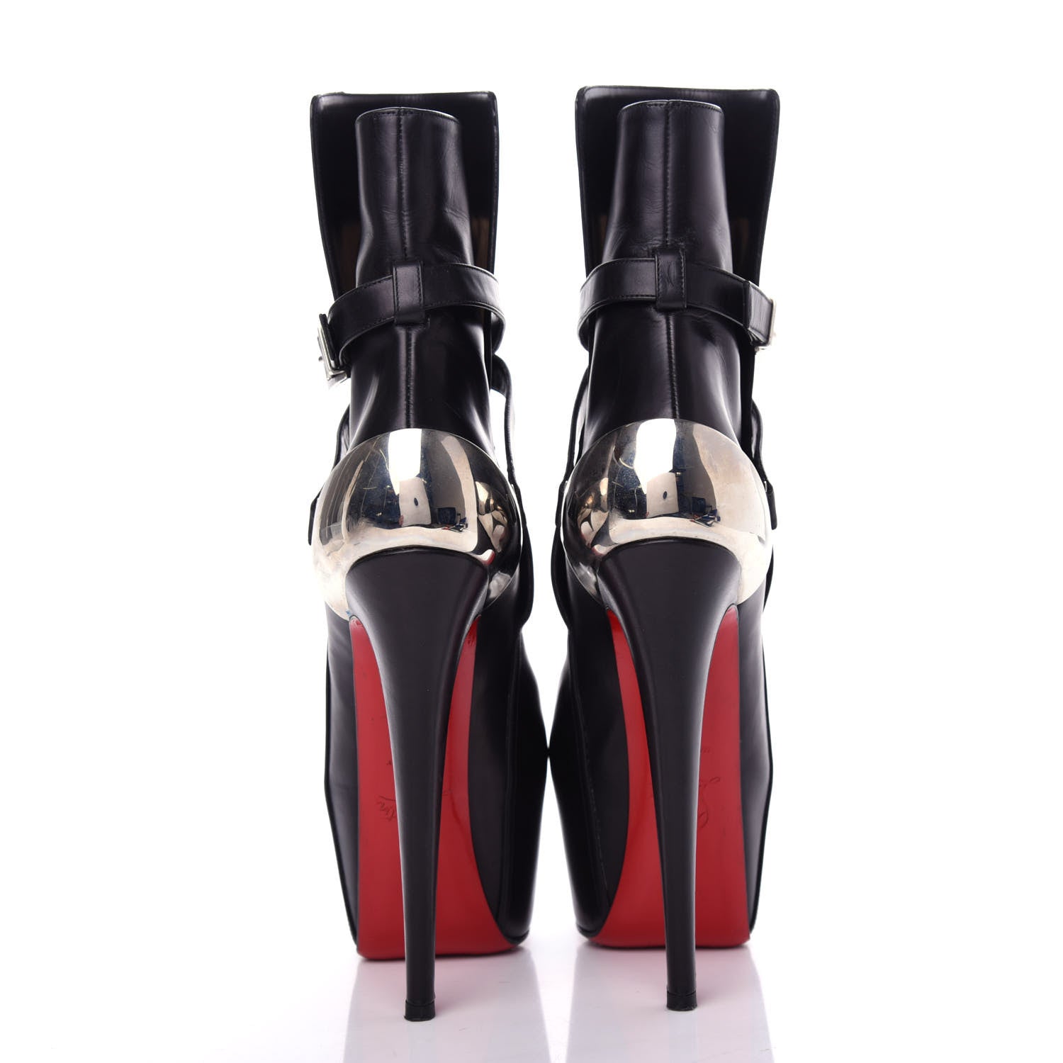 Christian Louboutin Shiny Calfskin Equestria 160 Platform Ankle Boots 35.5 Black 7 of 9