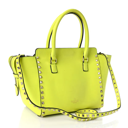 Valentino Garavani Vitello Small Rockstud Double Handle Tote Yellow Fluo 3 of 10