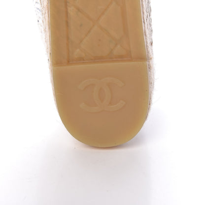 Chanel Tweed CC Espadrilles 41 Ecru White Blue Black 9 of 10